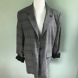 Nordstrom Gray Plaid oversized blazer, size 10